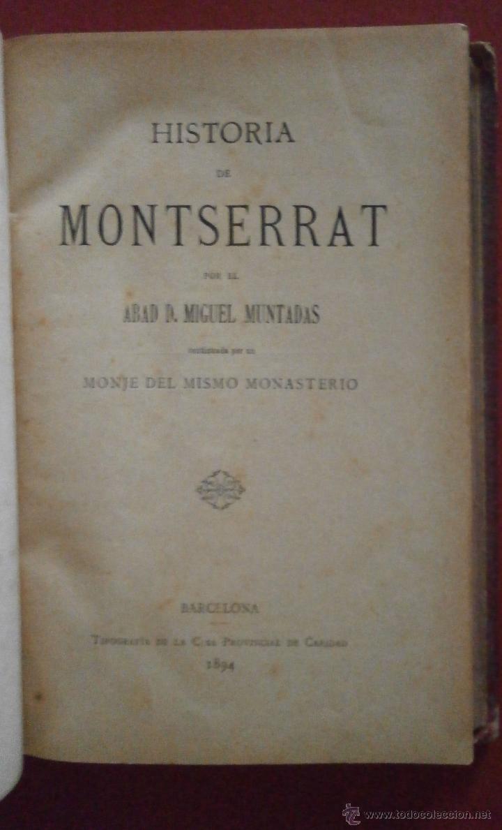 Libros antiguos: Historia de Montserrat. Miguel Muntadas - Foto 1