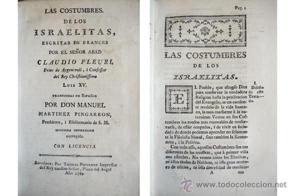 Libros antiguos: FLEURY, Claude. Las Costumbres de los Israelitas. - Foto 2
