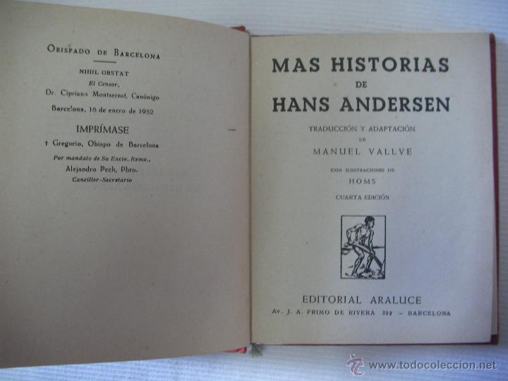 Libros antiguos: ANTIGUO LIBRO - MAS HISTORIAS DE ANDERSEN - Foto 2