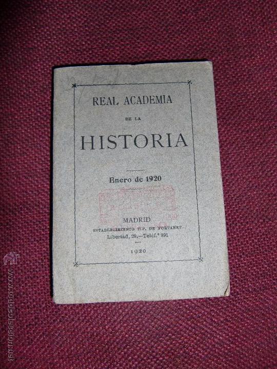 Libros antiguos: Real academia de la historia , enero 1920 - Foto 1