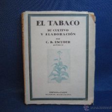 Libros antiguos: EL TABACO: SU CULTIVO Y ELABORACIÓN. ESCUDER. 1938. Lote 52165650