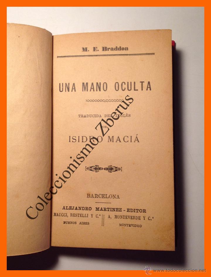 Libros antiguos: Una mano oculta - M.E. Braddon - Foto 2
