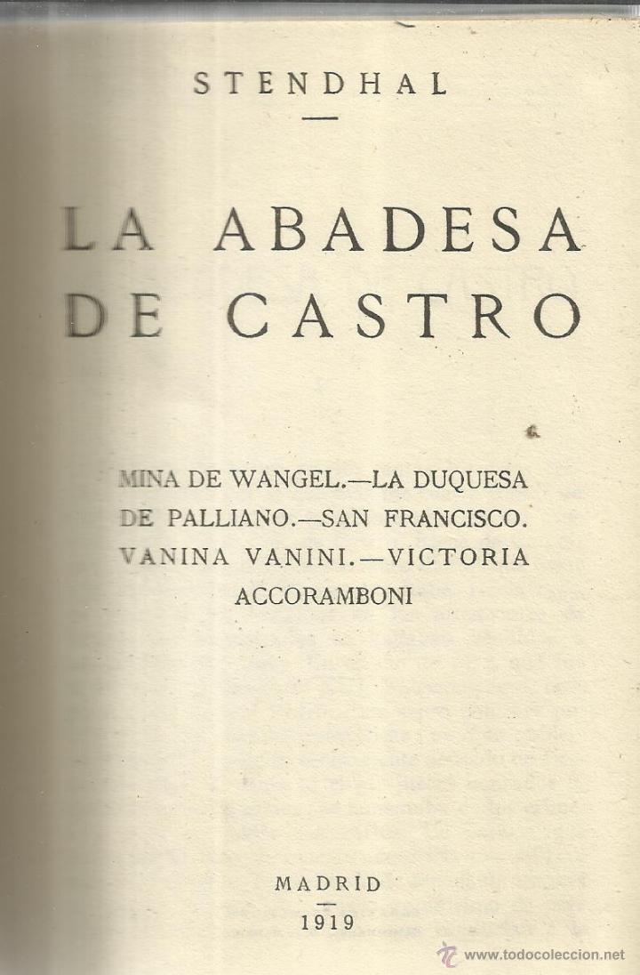 Libros antiguos: LA ABADESA DE CASTRO. STENDHAL. EXCELSIOR. MADRID. 1919 - Foto 1