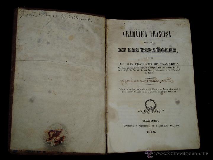 Libros antiguos: Gram&aacute;tica Francesa para Uso de Espa&ntilde;oles 1848 - Foto 2