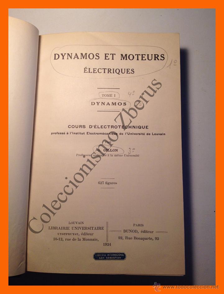 Libros antiguos: Dynamos et Moteurs Electriques. Tome I - Dynamos - G. Gillon - Foto 1