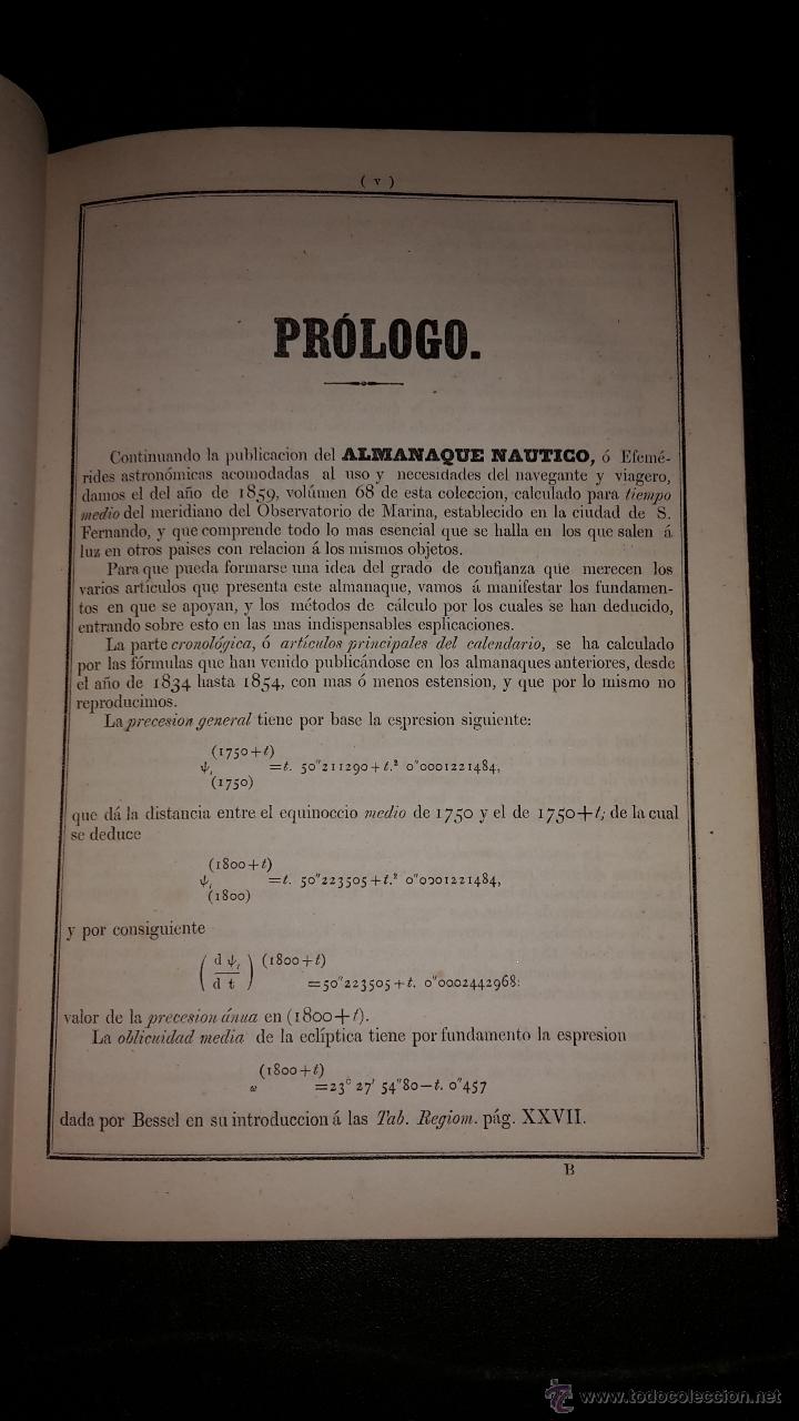 Libros antiguos: ALMANAQUE NAUTICO PARA EL A&Ntilde;O 1859. - Foto 3
