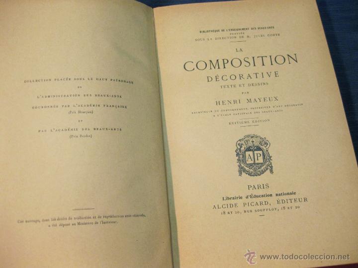 Libros antiguos: LA COMPOSICION DECORATIVA. HENRI MAYEUX. LE COMPOSITION D&Eacute;CORATIVE - Foto 2