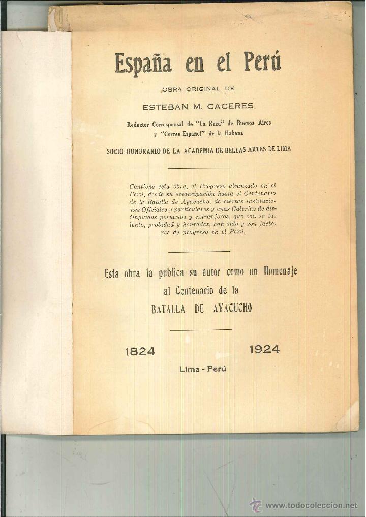 Libros antiguos: ESPA&Ntilde;A EN EL PER&Uacute;. ESTEBAN M. CACERES - Foto 4