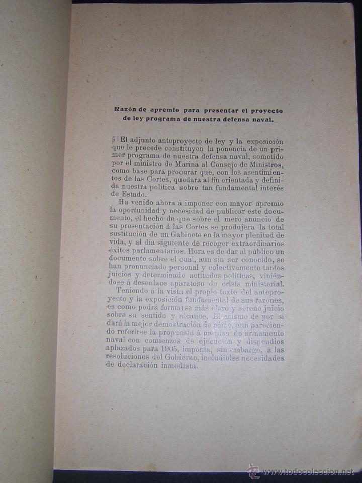 Libros antiguos: 1903 - JOAQU&Iacute;N S&Aacute;NCHEZ DE TOCA - NUESTRA DEFENSA NAVAL - Foto 3