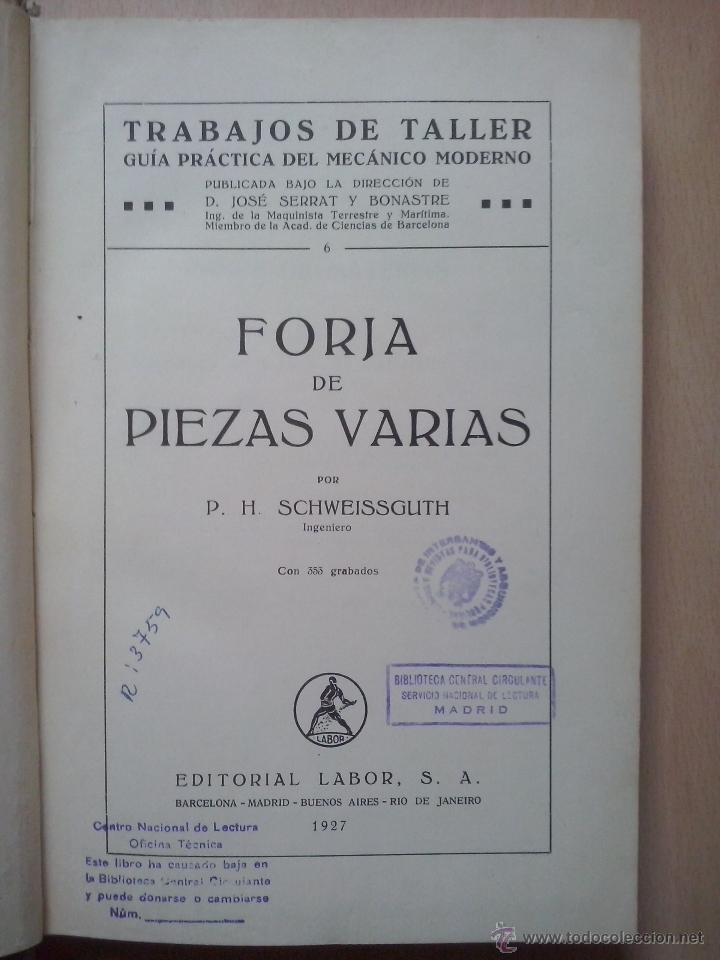 Libros antiguos: trabajos de taller- forja de piezas varias- 1927 - Foto 2