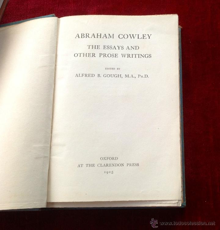 Libros antiguos: COWLEY ESSAYS - A.B. GOUGH - 1915 - Foto 3