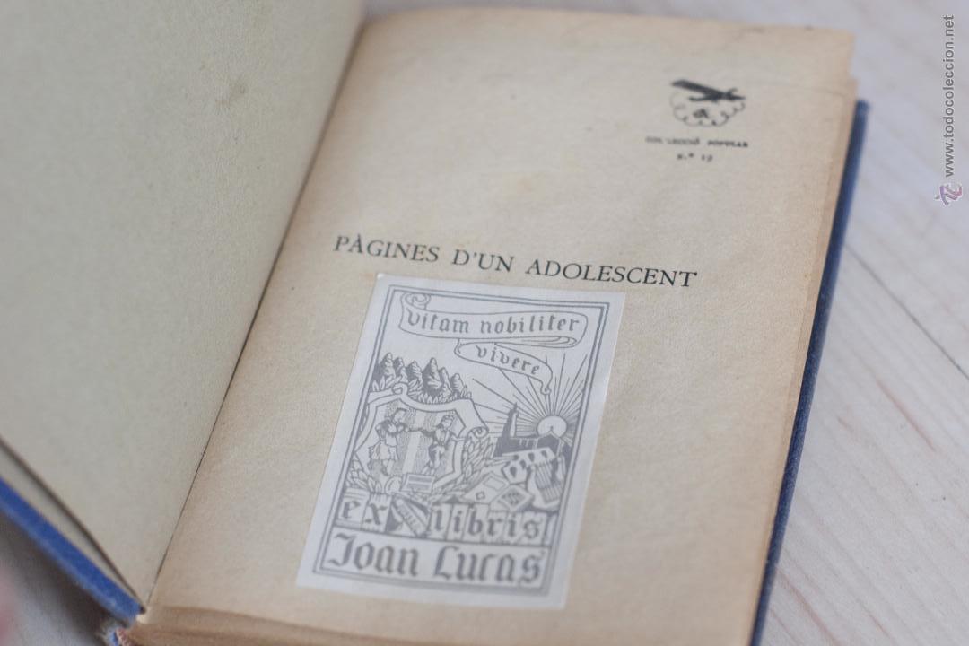 Libros antiguos: P&agrave;gines dun adolescent - Xavier Benguerel  1930 - Foto 3