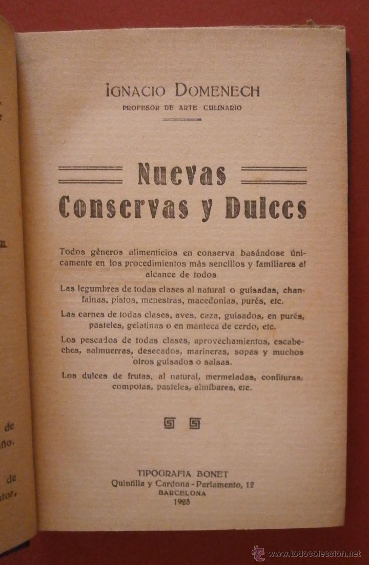 Libros antiguos: Nuevas conservas y Dulces. Ignacio Domenech - Foto 1