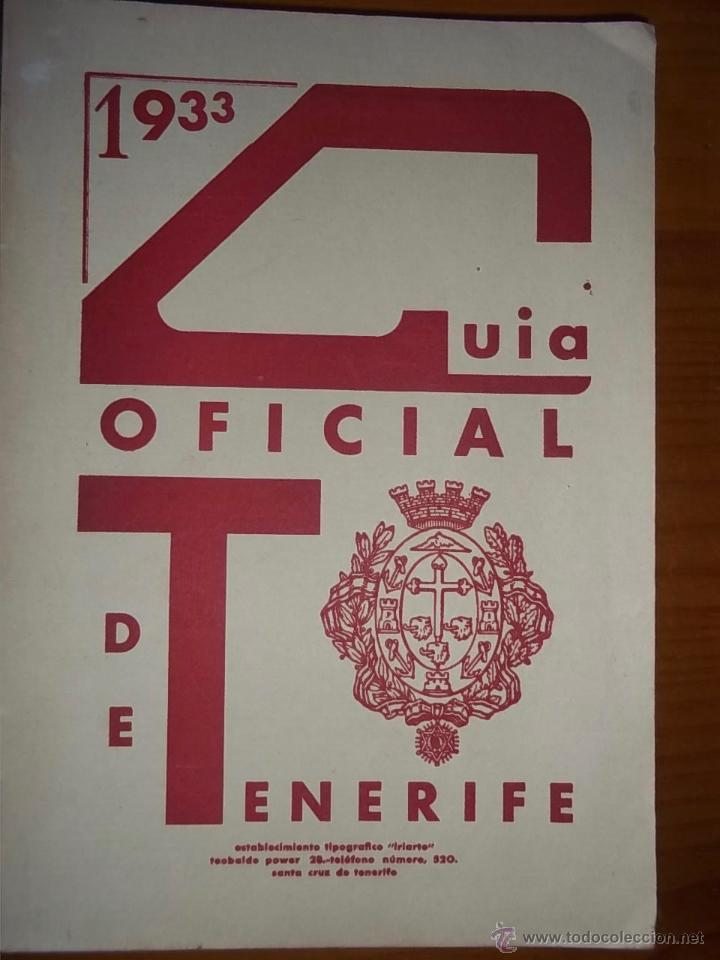 Old books: Guia oficial de Tenerife 1933. con escudo Republicano. Perfect&iacute;simo estado.Canarias.