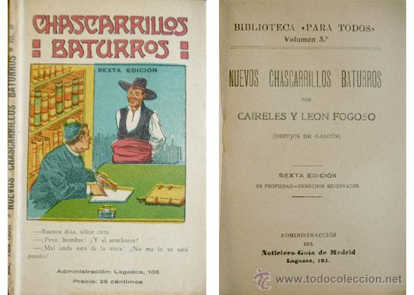 Libros antiguos: NUEVOS  Chascarrillos Baturros, por Caireles y Le&oacute;n Fogoso. Vol&uacute;men Tercero.  (Hacia 1915).