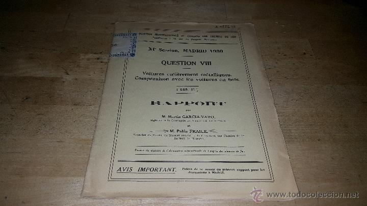 Libri antichi: Ferrocarriles, xi session, madrid 1930, question viii, rapport