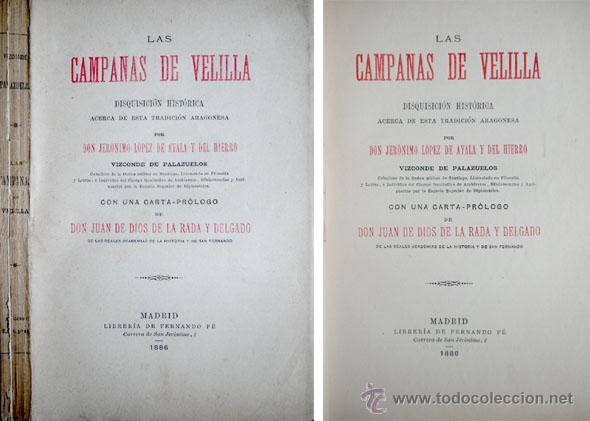 Libros antiguos: L&Oacute;PEZ DE AYALA Y DEL HIERRO, Jer&oacute;nimo.  Las Campanas de Velilla.  1886, - Foto 1