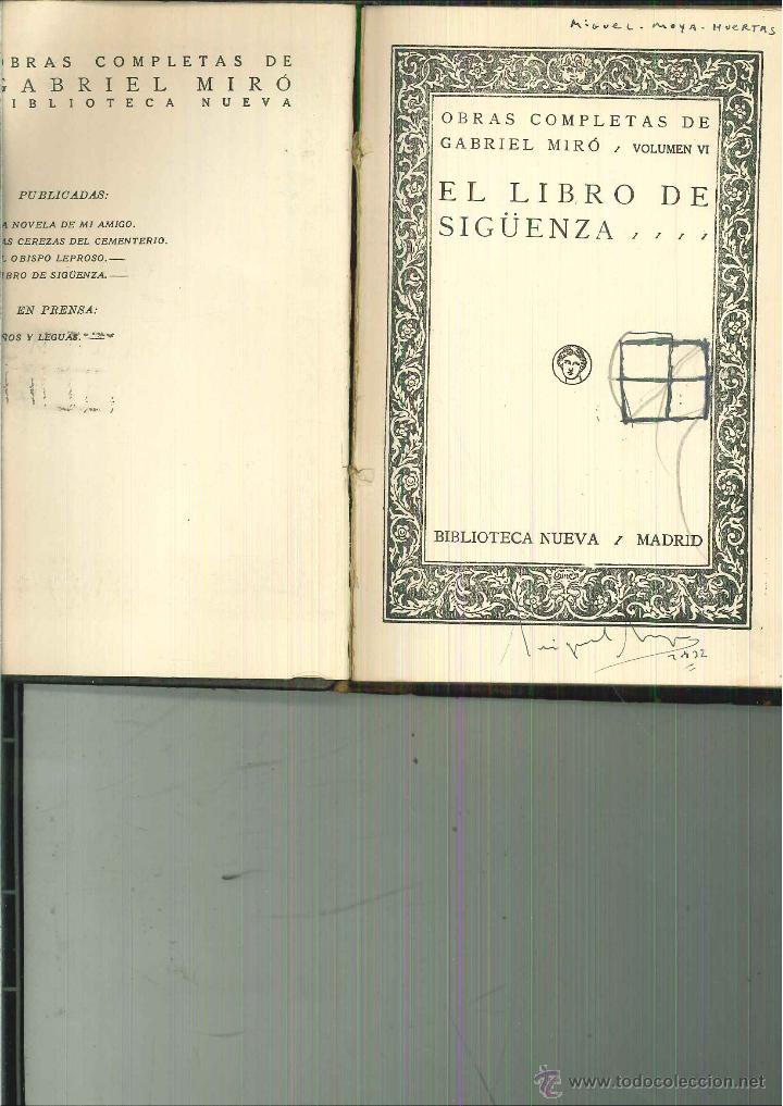 Libros antiguos: EL LIBRO DE SIG&Uuml;ENZA. Gabriel Mir&oacute; - Foto 1