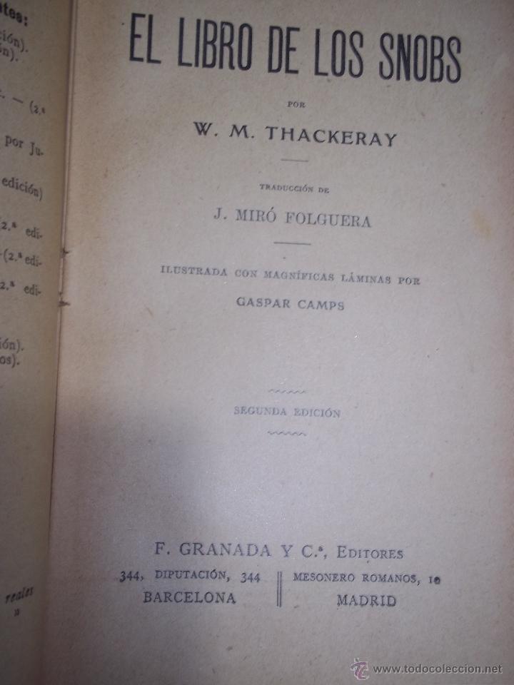 Libros antiguos: Thackeray W.M. El libro de los snobs. segunda edici&oacute;n 1905 - Foto 2