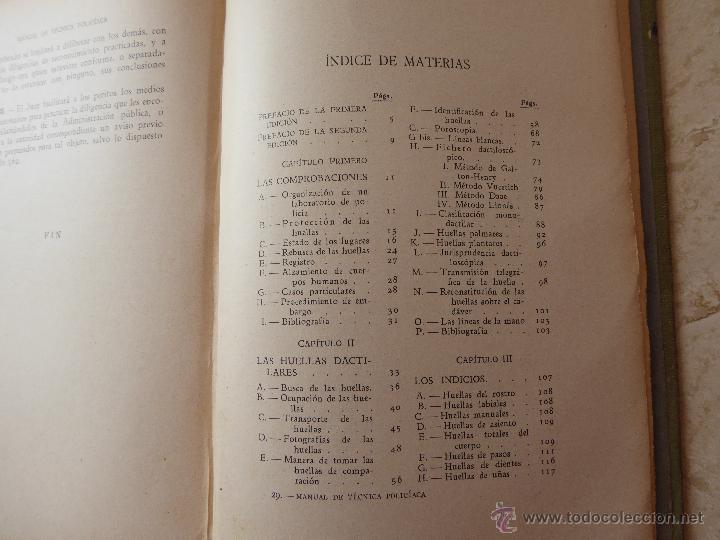 Libros antiguos: T&eacute;cnica Polic&iacute;aca. Locard. - Foto 8