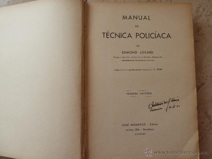 Libros antiguos: T&eacute;cnica Polic&iacute;aca. Locard. - Foto 9