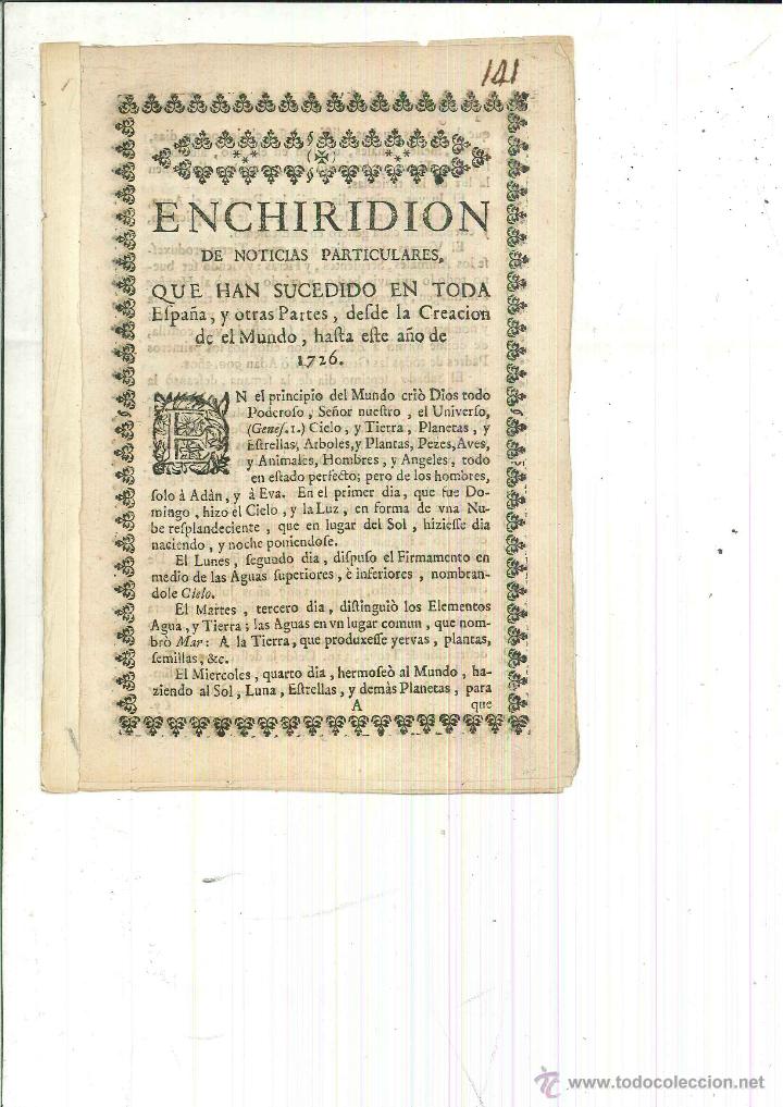 Libros antiguos: ENCHIRIDION DE NOTICIAS PARTICULARES - Foto 1