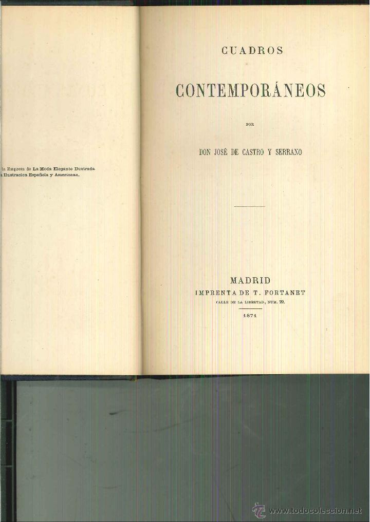 Libros antiguos: CUADROS CONTEMPOR&Aacute;NEOS. Jos&eacute; de Castro y Serrano - Foto 1