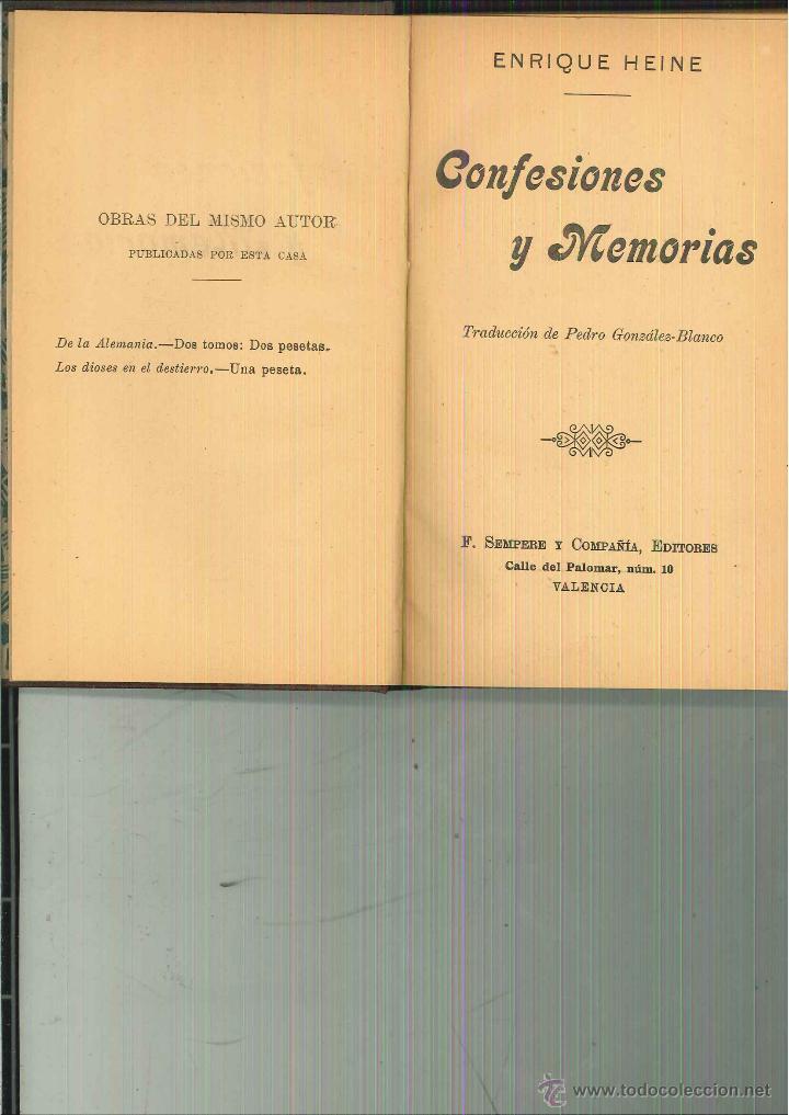 Libros antiguos: CONFESIONES Y MEMORIAS. Enrique Heine - Foto 1