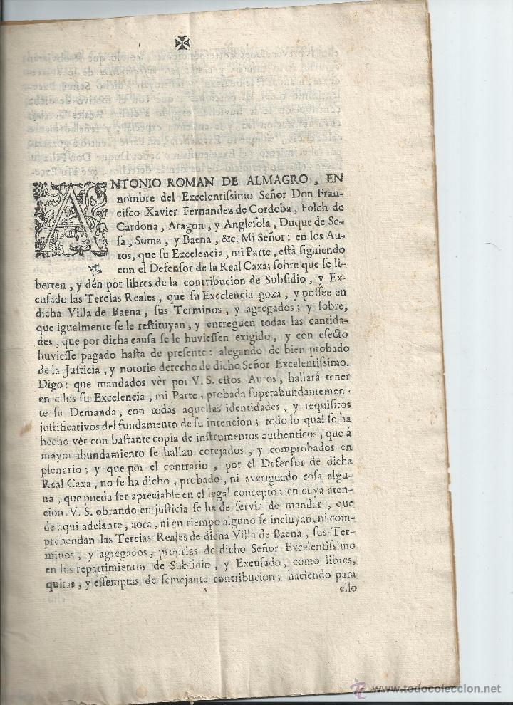 Livros antigos: TERCIAS REALES DE LA VILLA DE BAENA C&Oacute;RDOBA - OBRA DESCONOCIDA - EJEMPLAR &Uacute;NICO