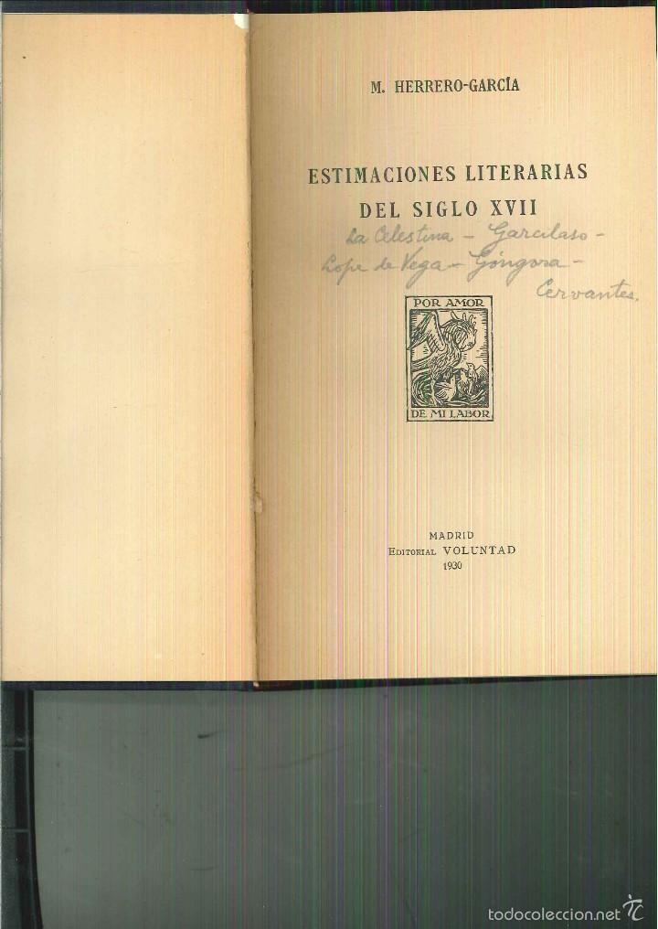 Libri antichi: ESTIMACIONES LITERARIAS DEL SIGLO XVIII. M. Herrero-Garc&iacute;a
