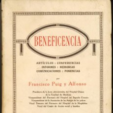 Libros antiguos: FRANCISCO PUIG Y ALFONSO, BENEFICENCIA, ARTÍCULOS: CONFERENCIAS, INFORMES: MEMORIAS, COMUNICACIONES: