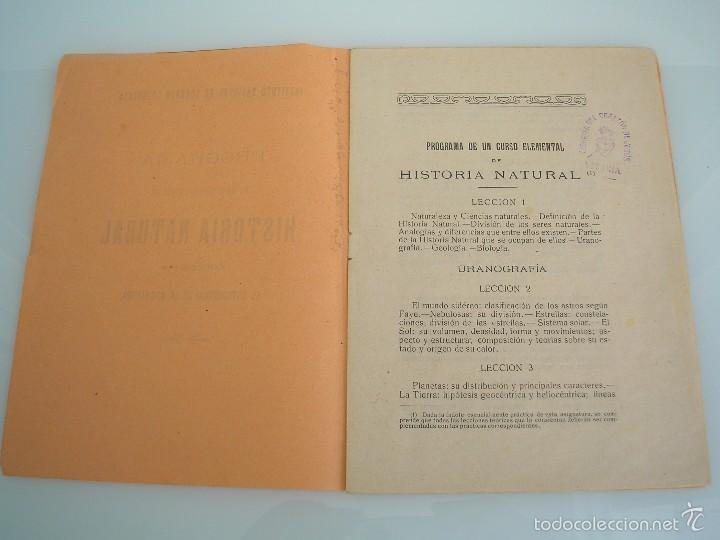 Libros antiguos: Programa de un curso elemental de Historia Natural - Instituto Segunda Ense&ntilde;anza - 1932 - Foto 2
