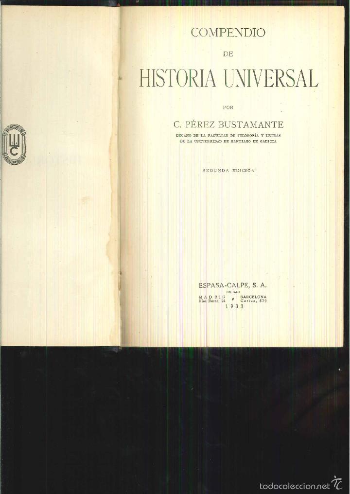 Libros antiguos: COMPENDIO DE HISTROIA UNIVERSAL. C. P&eacute;rez Bustamante - Foto 1
