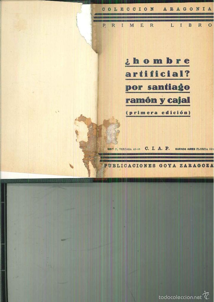 Libros antiguos: EL HOMBRE ARTIFICIAL. S. Ram&oacute;n y Cajal - Foto 2