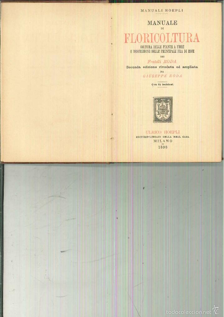Libros antiguos: MANUALE DE FLORICOLTURA. Fratelli Roda - Foto 1