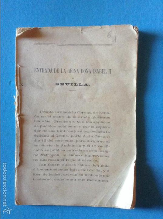 Libros antiguos: ENTRADA DE LA REINA DO&Ntilde;A ISABEL II - Foto 1