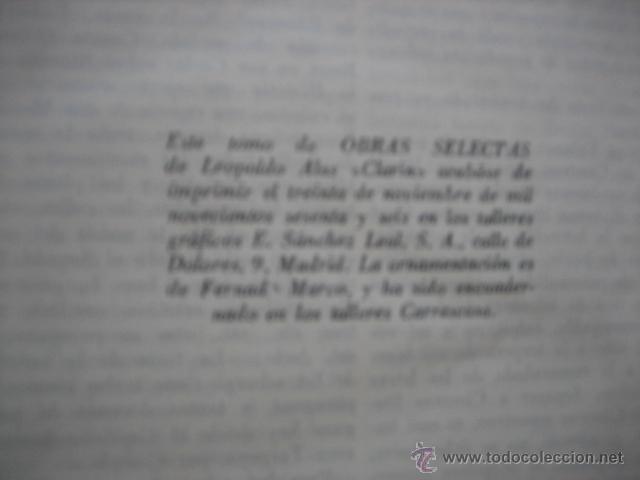 Libros antiguos: LEOPOLDO ALAS CLAR&Iacute;N OBRAS SELECTAS - Foto 7