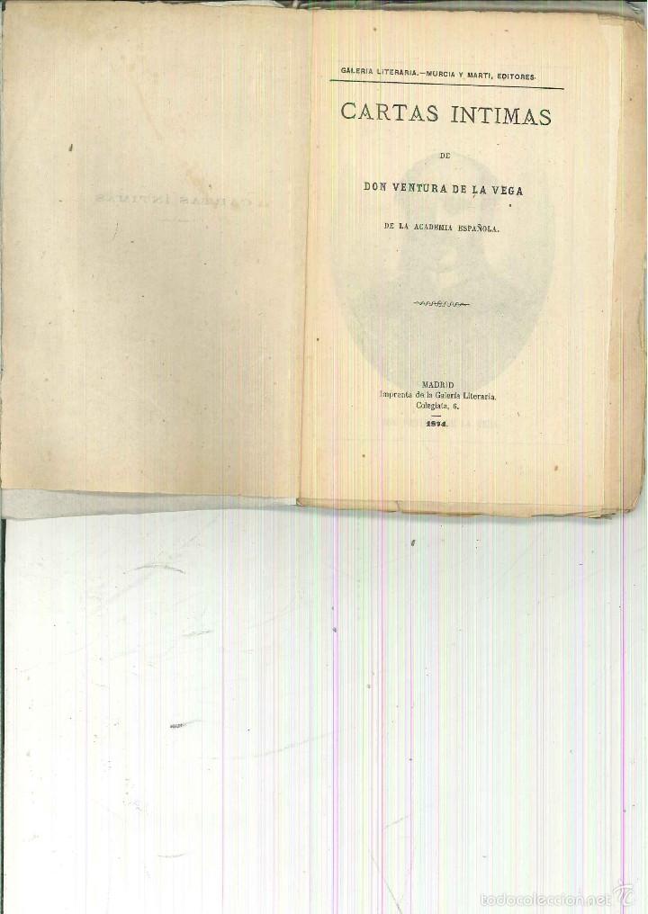 Libros antiguos: CARTAS &Iacute;NTIMAS. Ventura de la Vega - Foto 1