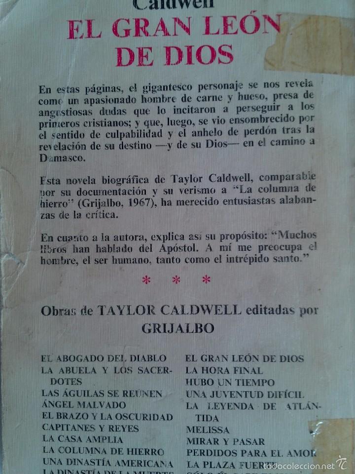 Libros antiguos: EL GRAN LEON DE DIOS TAYLOR CALDWELL - Foto 2