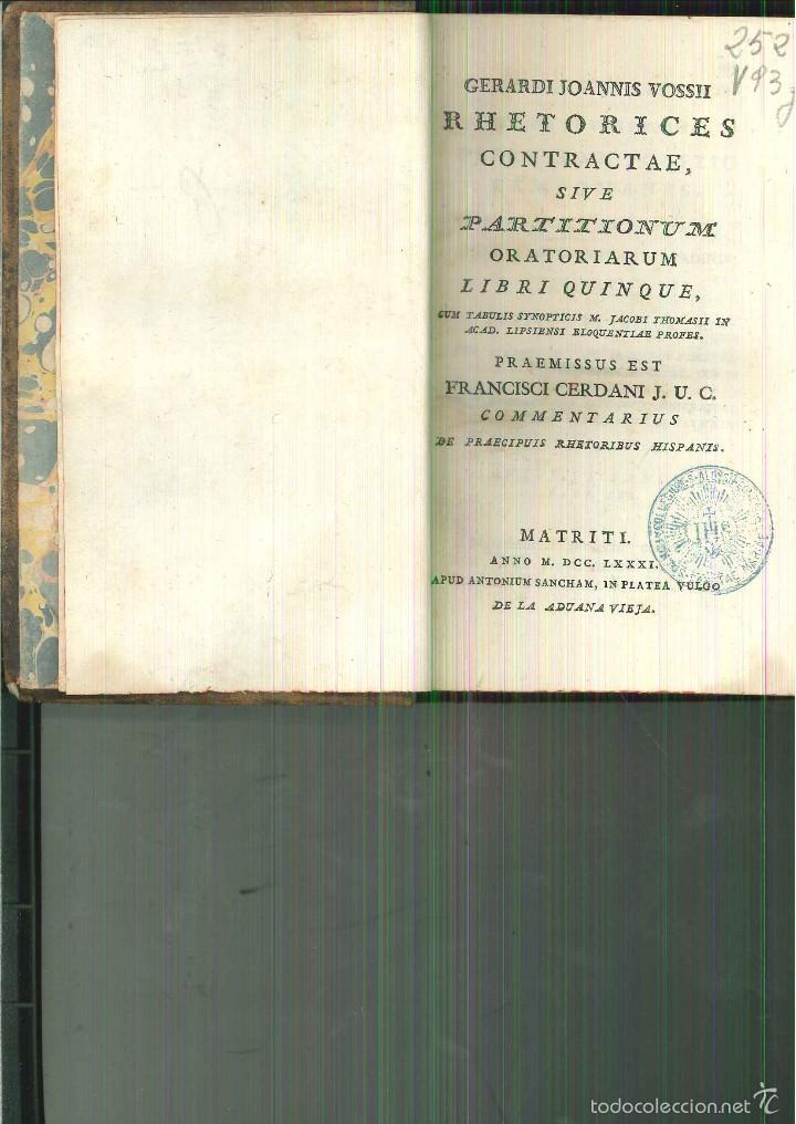 Libros antiguos: RHETORICES CONTRACTAE, SIVE PARTITIONUM... Gerardo Joannis Vossi - Foto 1