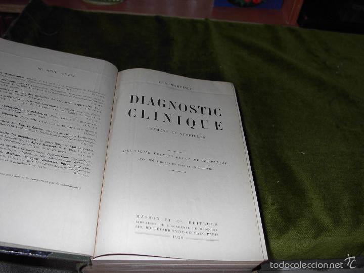 Libros antiguos: DIAGNOSTIC CLINIQUE-A&Ntilde;O 1920 - Foto 1