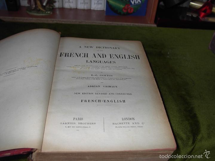 Libros antiguos: FRNCH AND ENGLISH DICTIONARY-FINALES XIX - Foto 1