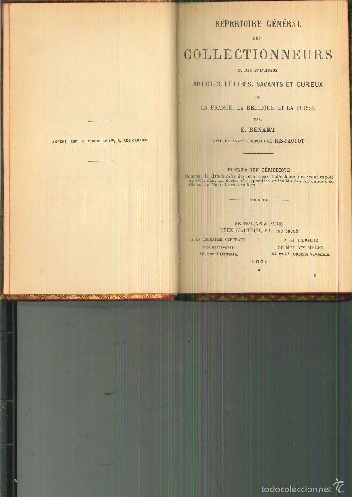 Libros antiguos: R&Eacute;PERTOIRE GENERAL DES COLLECTIONNEURS ...... E. Renart - Foto 1