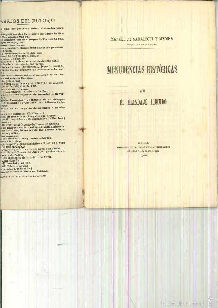 Libros antiguos: EL BLINDAJE L&Iacute;QUIDO. Manuel de Saralegui y Medina - Foto 1