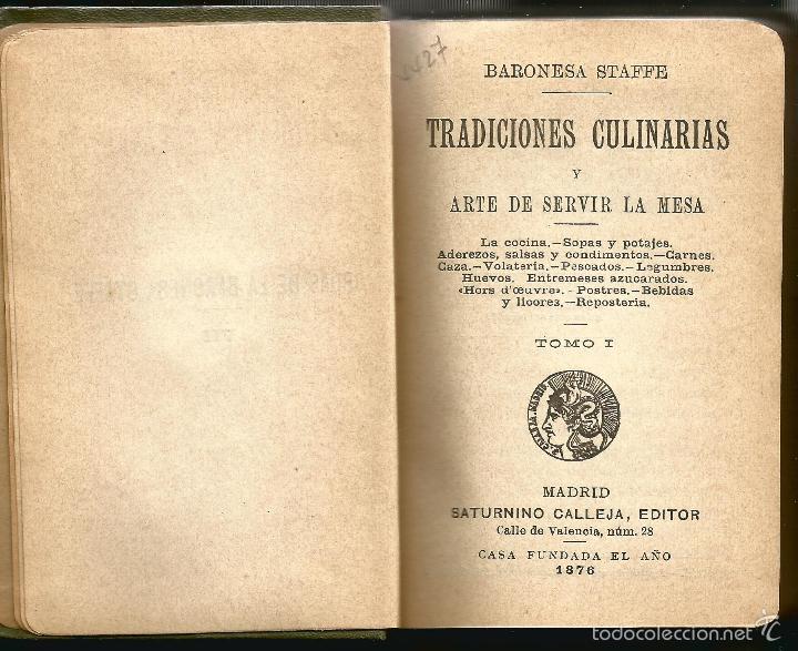 Libros antiguos: TRADICIONES CULINARIAS- SATURNINO CALLEJA - Foto 2 - 56670536
