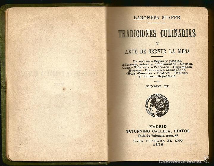 Libros antiguos: TRADICIONES CULINARIAS- SATURNINO CALLEJA - Foto 3 - 56670536