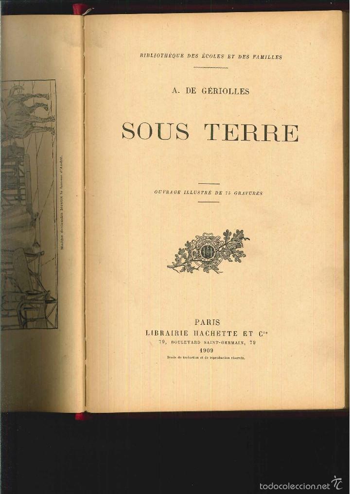 Libros antiguos: SOUS TERRE. A. de G&eacute;riolles - Foto 1