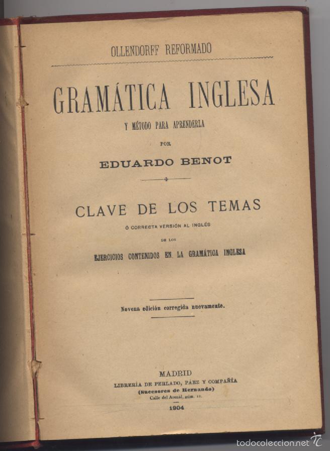 Libros antiguos: GRAMATICA INGLESA-CLAVE DE LOS TEMAS-OLLENDORF-SUCESORES DE HERNANDO - Foto 3