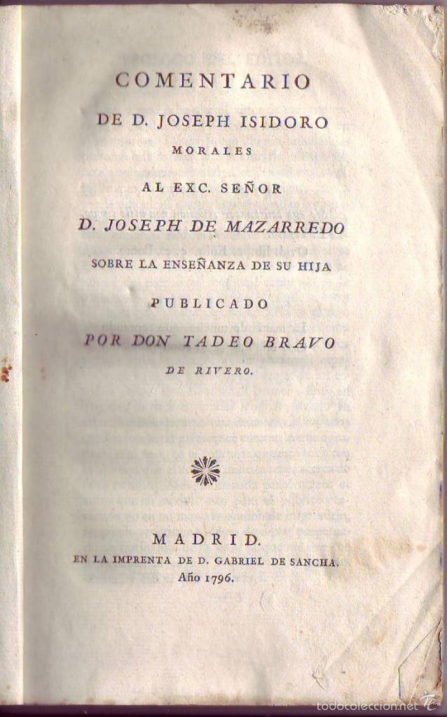 Libros antiguos: comentario de d. joseph isidoro - 1796 - Foto 1