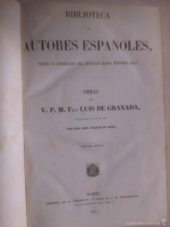 Libros antiguos: Obras del V.P.M. Fray Luis de Granada. Joaquin de Mora - Foto 1
